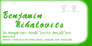 benjamin mihalovits business card